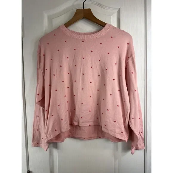 Z Supply Happy Heart Long Sleeve Top and Shorts Loungewear Set Women's S Small - Picture 2 of 12